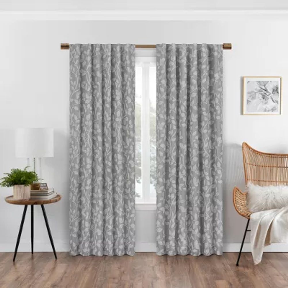 Eclipse Nora Botanical Rod Pocket Back Tab Blackout Single Curtain Panels