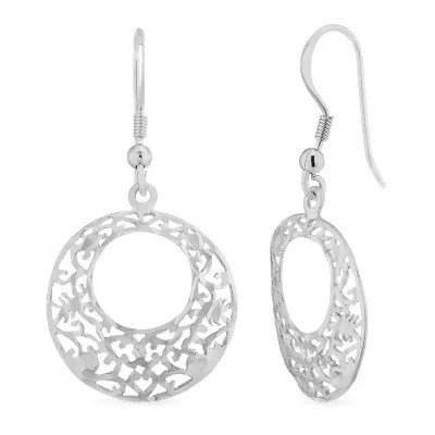 Sterling Silver Round Drop Earrings