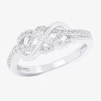 (G-H / Si1-Si2) Womens 1/5 CT. Lab Grown White Diamond 10K Gold Infinity Bypass  Cocktail Ring