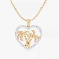 Palm Tree (G-H / Si1-Si2) Womens 1/3 CT. T.W. Lab Grown White Diamond 10K White Gold Heart Pendant Necklace