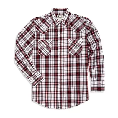 Ely Cattleman Plaid Big and Tall Mens Long Sleeve Western Shirt