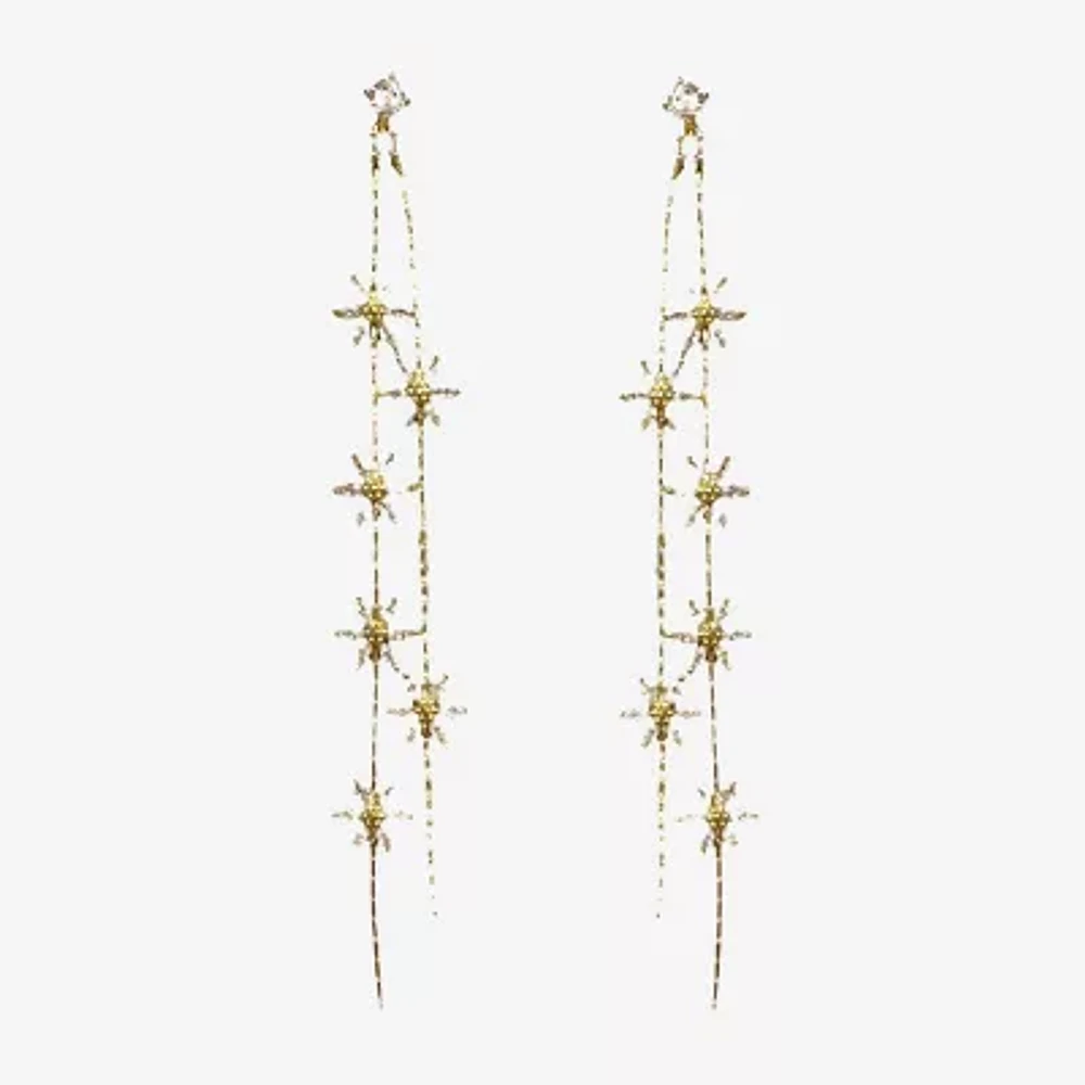 Bijoux Bar Gold Tone Linear Flower Drop Earrings