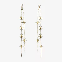 Bijoux Bar Gold Tone Linear Flower Drop Earrings