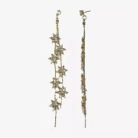 Bijoux Bar Gold Tone Linear Flower Drop Earrings