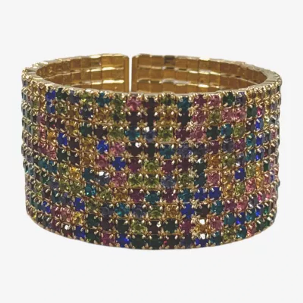 Bijoux Bar Gold Tone Multi Crystal Cuff Bracelet