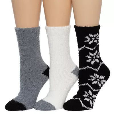 Cuddl Duds Cozy Gift Set 3 Pair Crew Socks Womens