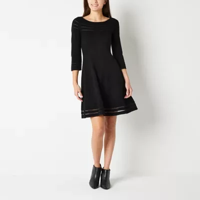 Jessica Howard Womens 3/4 Sleeve Sweater Dress