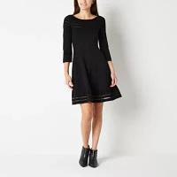 Jessica Howard Womens 3/4 Sleeve Sweater Dress