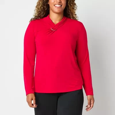 Liz Claiborne Tall Womens Long Sleeve Blouse