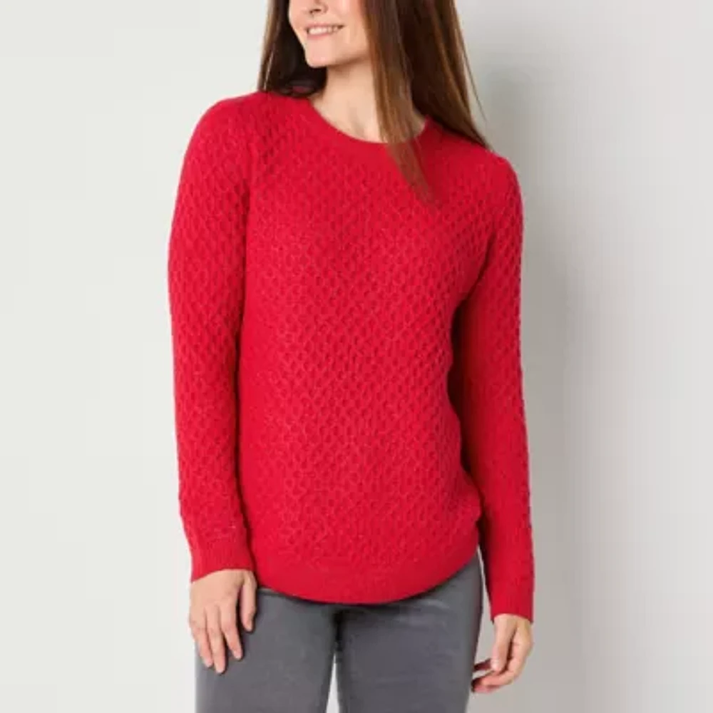 St. John's Bay Tall Womens Crew Neck Long Sleeve Pullover Sweater