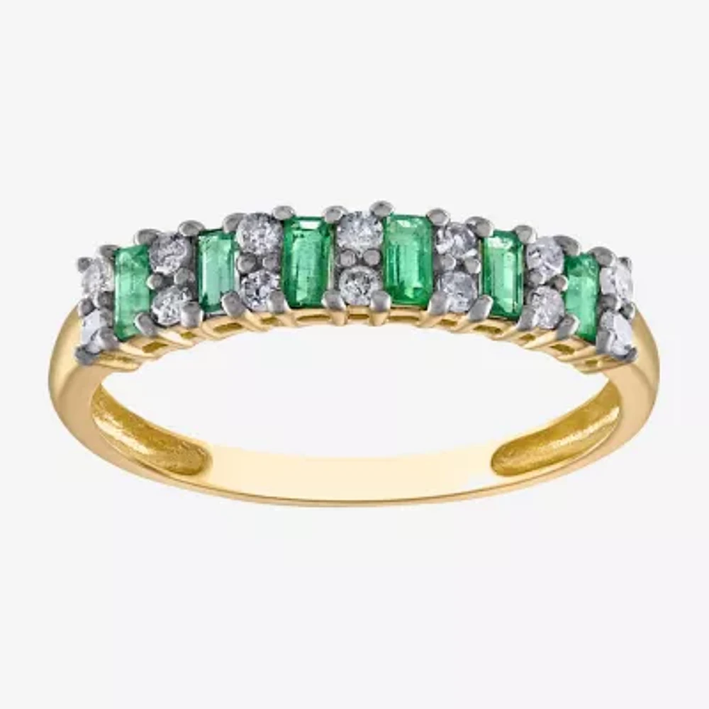 1/5 CT. Genuine Green Emerald 10K Gold Band