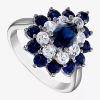 Womens Lab Created Blue Sapphire Sterling Silver Pear Cocktail Ring