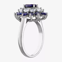 Womens Lab Created Blue Sapphire Sterling Silver Pear Cocktail Ring