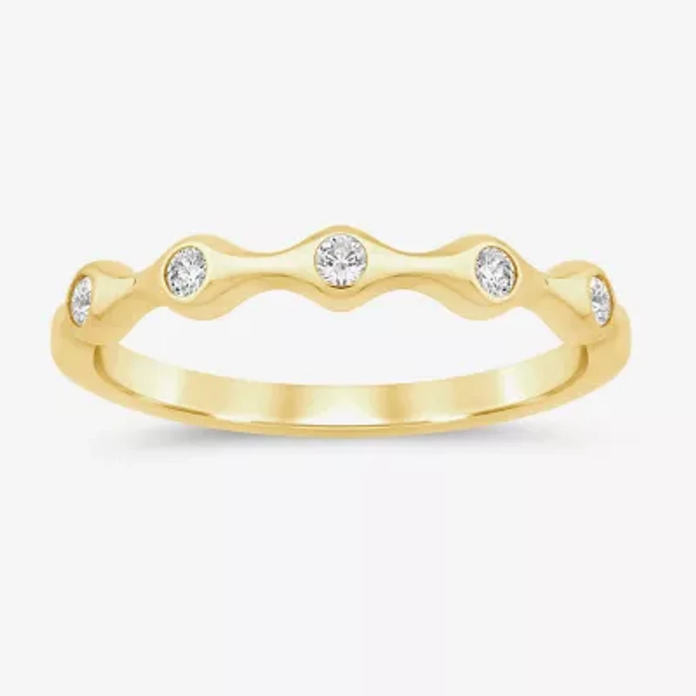 (I / Si2) 1/10 CT. T.W. Lab Grown White Diamond 10K Gold Wedding Band