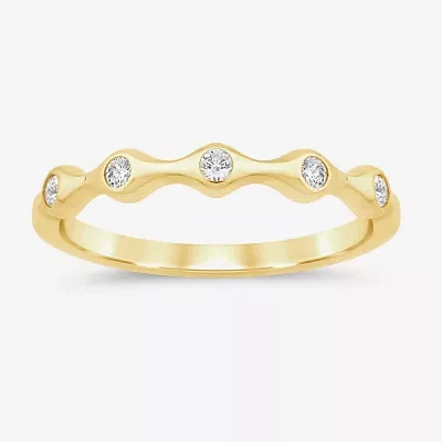 (I / Si2) 1/10 CT. T.W. Lab Grown White Diamond 10K Gold Wedding Band