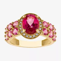 Womens 1/10 CT. T.W. Genuine Pink Topaz 10K Gold Round Cocktail Ring