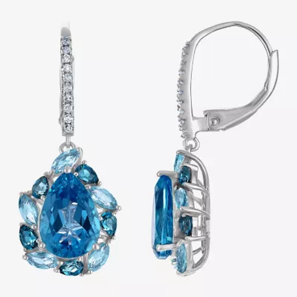 1/10 CT. T.W. Genuine Blue Topaz Sterling Silver Pear Drop Earrings