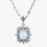 Womens 1/10 CT. T.W. Genuine White Opal Sterling Silver Pendant Necklace