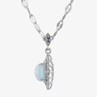 Womens 1/10 CT. T.W. Genuine White Opal Sterling Silver Pendant Necklace