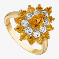 Womens Genuine Yellow Citrine 14K Gold Over Silver Pear Cocktail Ring