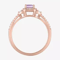 Yes, Please! Womens Genuine Purple Amethyst 14K Rose Gold Over Silver Sterling Silver Cocktail Ring