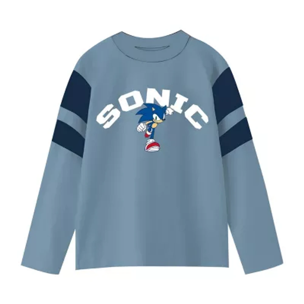 Little & Big Boys Crew Neck Long Sleeve Sonic the Hedgehog Graphic T-Shirt