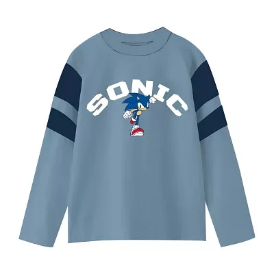 Little & Big Boys Crew Neck Long Sleeve Sonic the Hedgehog Graphic T-Shirt