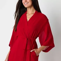 Ambrielle Chiffon Womens Long Sleeve Knee Length Robe