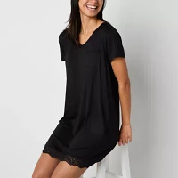 Ambrielle Womens Short Sleeve V Neck Nightshirt