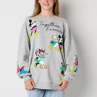 Juniors Womens Crew Neck Long Sleeve Mickey and Friends Sweatshirt