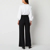 Jessica Howard Womens 3/4 Sleeve Belted Jumpsuit