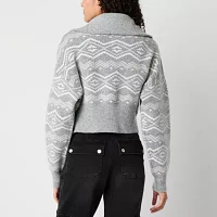 Forever 21 Juniors Fairisle Quarter Zip Womens Long Sleeve Pullover Sweater