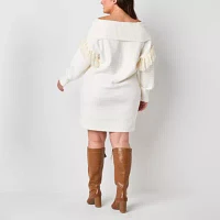 Frye and Co. Womens Long Sleeve Midi Sweater Dress Plus