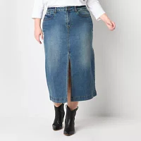 Frye and Co. Womens Mid Rise Long Denim Skirt-Plus