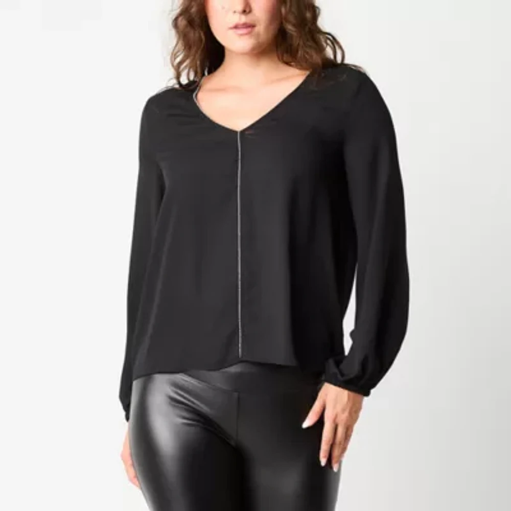 Bold Elements Womens V Neck Long Sleeve Blouse