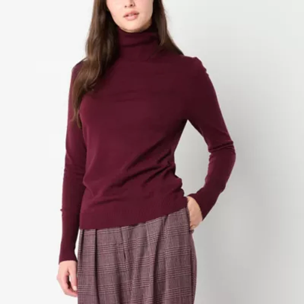 Worthington Womens Turtleneck Long Sleeve Pullover Sweater