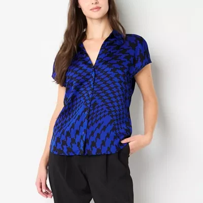 Worthington Womens Short Sleeve Regular Fit Button-Down Shirt