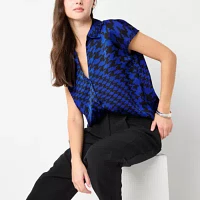 Worthington Womens Short Sleeve Regular Fit Button-Down Shirt