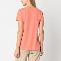 St. John's Bay Womens Crew Neck Short Sleeve T-Shirt