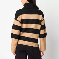 Stylus Womens Turtleneck Long Sleeve Striped Pullover Sweater