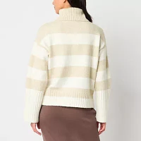 Stylus Womens Turtleneck Long Sleeve Striped Pullover Sweater