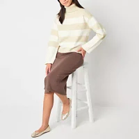 Stylus Womens Turtleneck Long Sleeve Striped Pullover Sweater