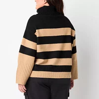 Stylus Plus Womens Turtleneck Long Sleeve Striped Pullover Sweater