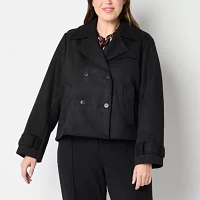 Liz Claiborne Midweight Womens Plus Cropped Jacket