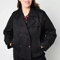 Liz Claiborne Midweight Womens Plus Cropped Jacket