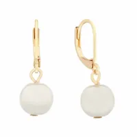 Monet White Goldtone Leverback Drop Earring