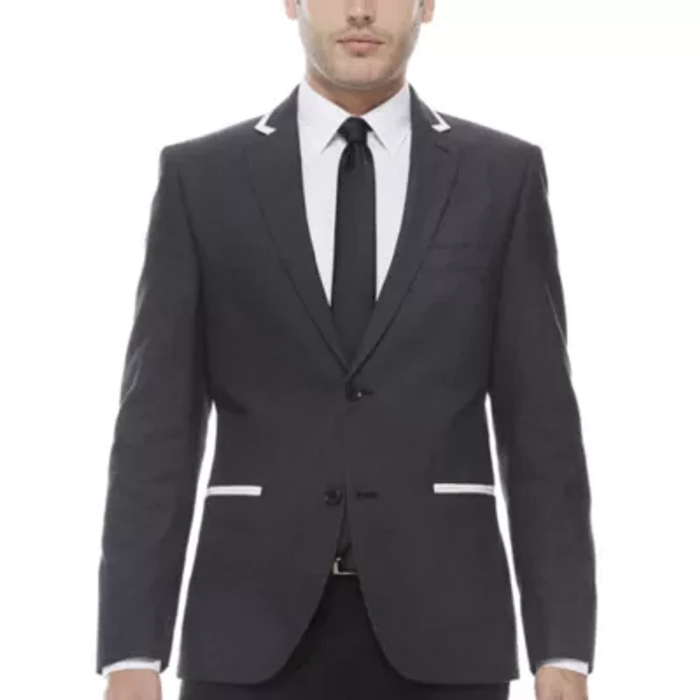 The Savile Row Company Slim Fit Black Pindot Sport Coat