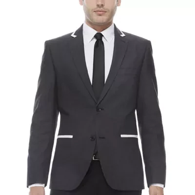 The Savile Row Company Slim Fit Black Pindot Sport Coat