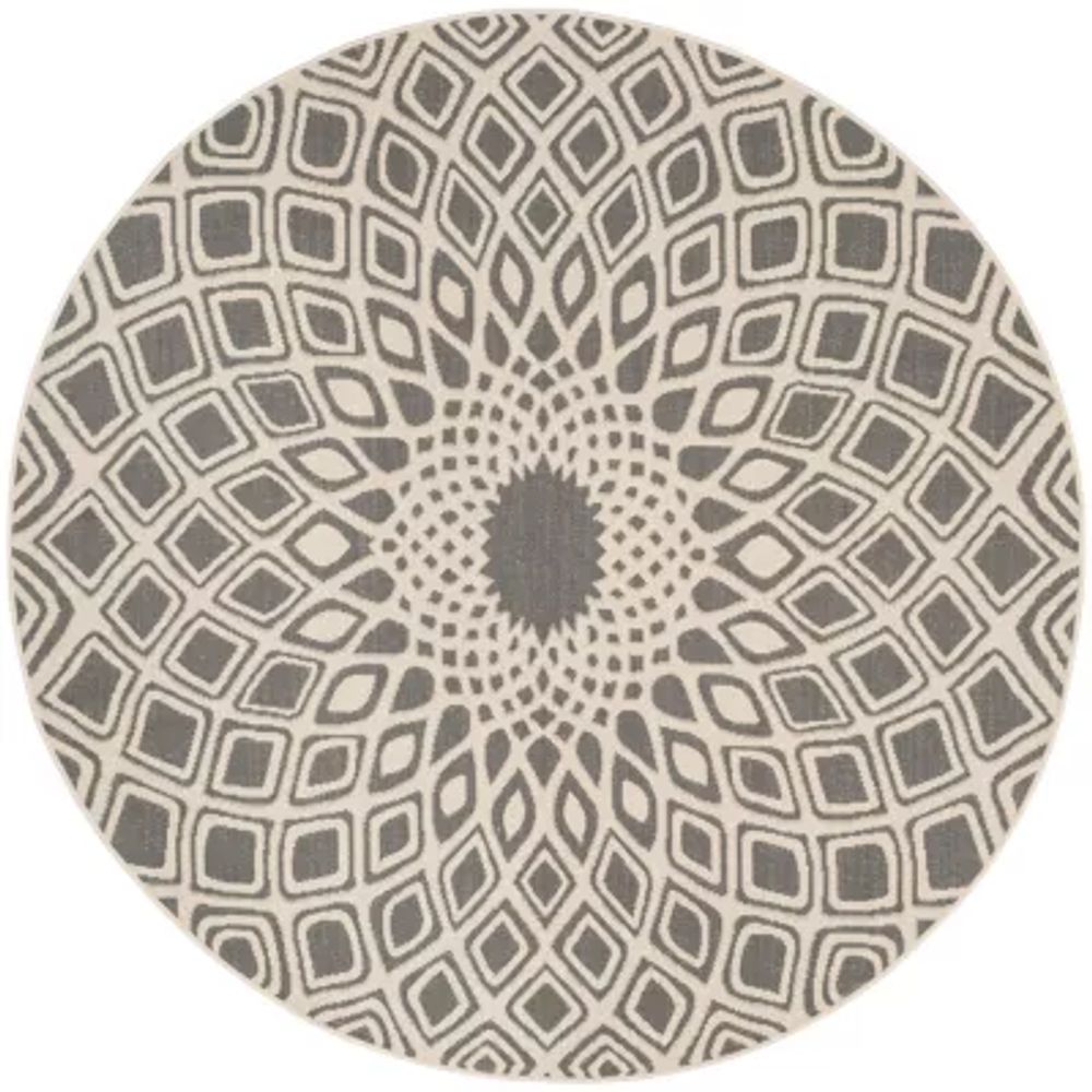 Safavieh Courtyard Collection Jacinth Geometric Indoor/Outdoor Round Area Rug