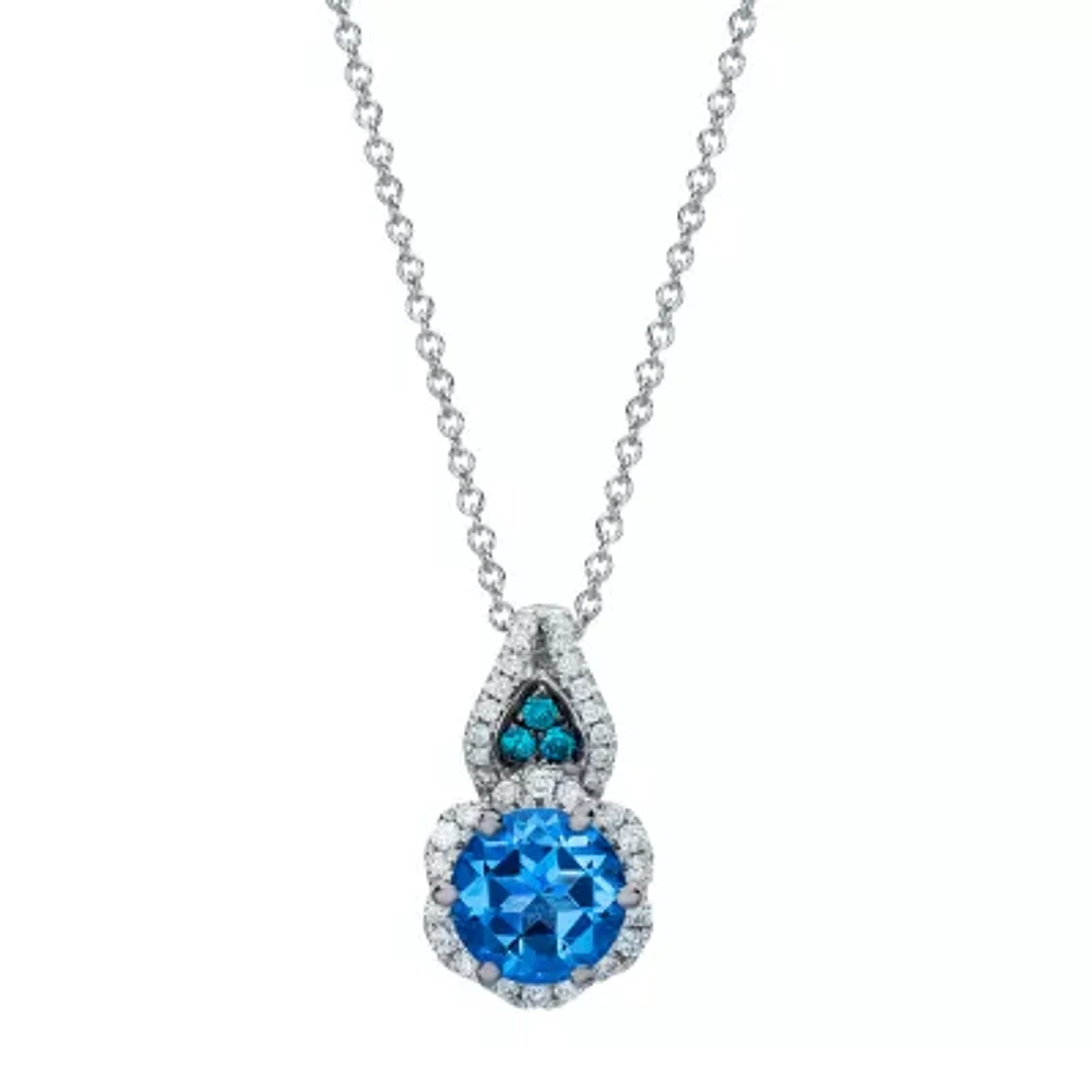 Le Vian® Grand Sample Sale™ Pendant featuring Ocean Blue Topaz™ Blue Diamonds 1/6 CTTW Vanilla Diamonds® set in 14K Vanilla Gold®